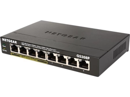 NETGEAR (GS308P) - 8-Port Gigabit PoE Switch - Black